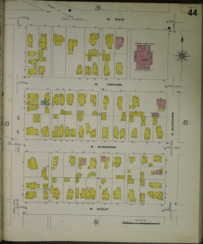 Sanborn Fire Insurance Map from Jackson, Jackson County, Michigan (1907), Sheet #0044 - Complete Map Set gallery image, historic Sanborn map, vintage wall art, Michigan Michigan