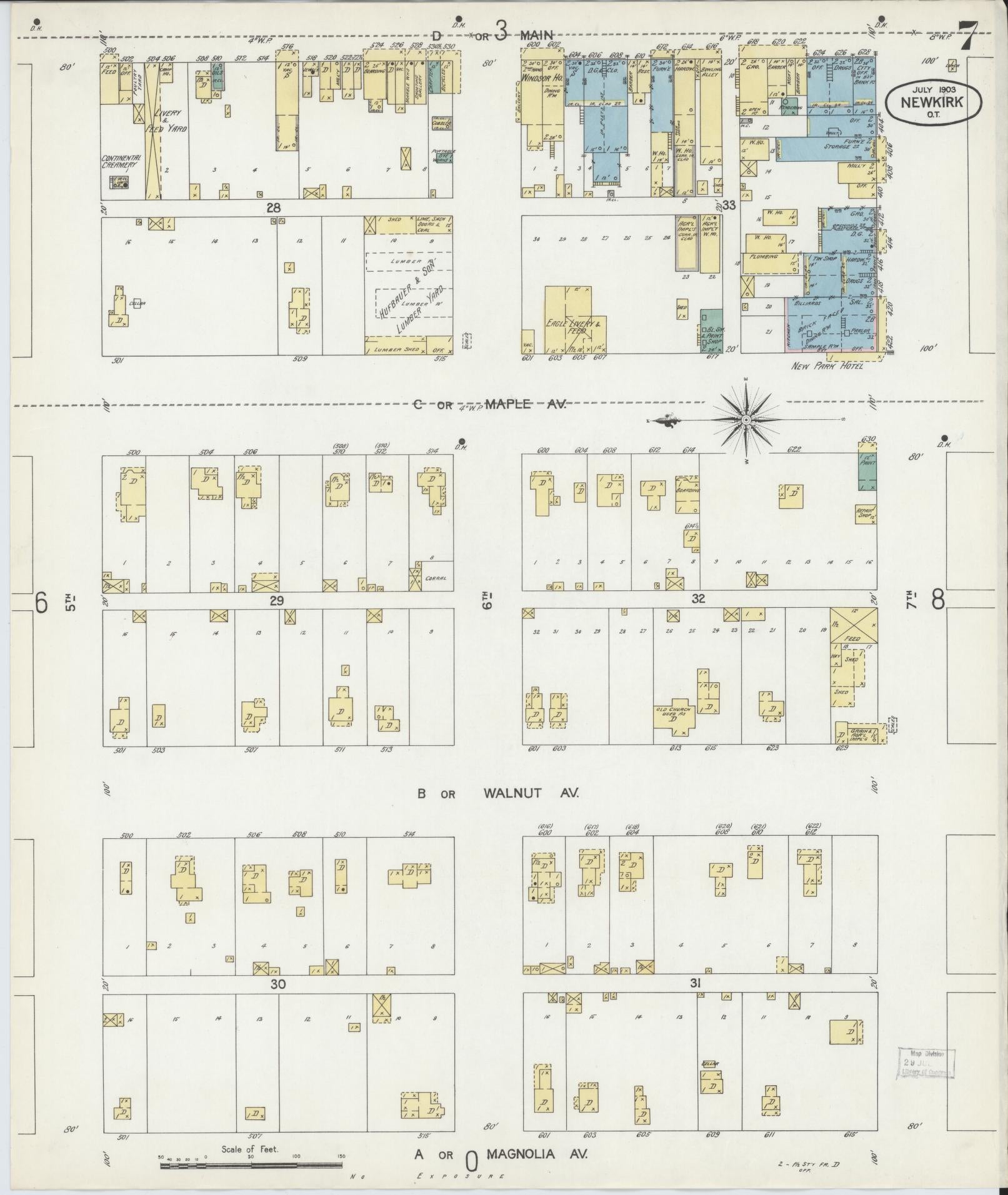 Sanborn Fire Insurance Map from Newkirk, Kay County, Oklahoma (1903), Sheet #0007 - Complete Map Set gallery image, historic Sanborn map, vintage wall art, Oklahoma Oklahoma