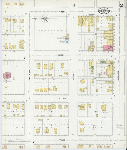 Sanborn Fire Insurance Map from Medford, Grant County, Oklahoma (1905), Sheet #0002 - Complete Map Set gallery image, historic Sanborn map, vintage wall art, Oklahoma Oklahoma