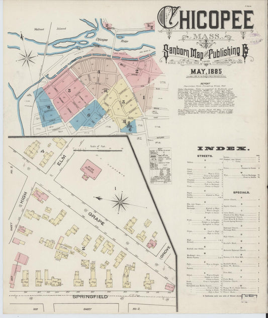 Sanborn Fire Insurance Map from Chicopee, Hampden County, Massachusetts. (1885) – Historic Sanborn Fire Insurance Map Print