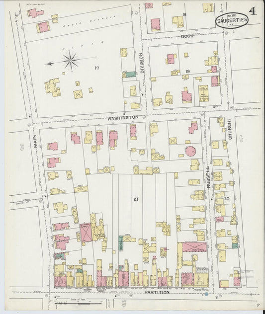 Sanborn Fire Insurance Map from Saugerties, Ulster County, New York (1892), Sheet #0004 - Historic Sanborn Fire Insurance Map Print, vintage old map wall art, antique decor, genealogy gift, New York New York map