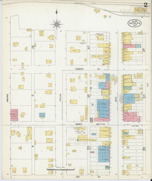 Sanborn Fire Insurance Map from Sapulpa, Creek County, Oklahoma (1903), Sheet #0002 - Historic Sanborn Fire Insurance Map Print, vintage old map wall art, antique decor, genealogy gift, Oklahoma Oklahoma map