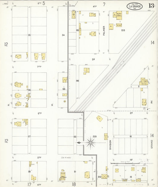 Sanborn Fire Insurance Map from La Grande, Union County, Oregon (1903), Sheet #0013 - Historic Sanborn Fire Insurance Map Print, vintage old map wall art, antique decor, genealogy gift, Oregon Oregon map