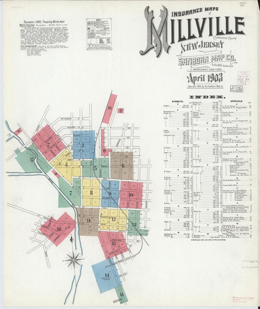 Sanborn Fire Insurance Map from Millville, Cumberland County, New Jersey. (1903) – Historic Sanborn Fire Insurance Map Print