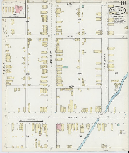 Sanborn Fire Insurance Map from Ashland, Schuylkill County, Pennsylvania (1891), Sheet #0010 - Historic Sanborn Fire Insurance Map Print, vintage old map wall art, antique decor, genealogy gift, Pennsylvania Pennsylvania map