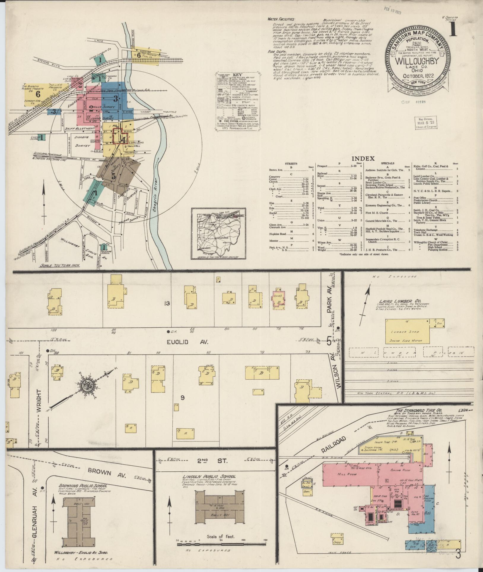 Sanborn Fire Insurance Map from Willoughby, Lake County, Ohio (1922), Sheet #0001 - Complete Map Set gallery image, historic Sanborn map, vintage wall art, Ohio Ohio
