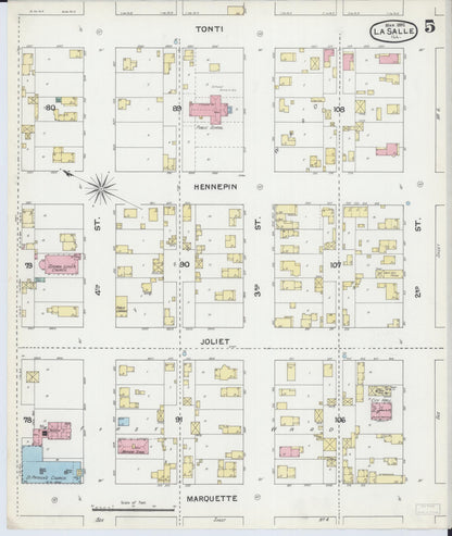 Sanborn Fire Insurance Map from La Salle, La Salle County, Illinois (1892), Sheet #0005 - Historic Sanborn Fire Insurance Map Print, vintage old map wall art, antique decor, genealogy gift, Illinois Illinois map