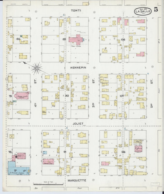 Sanborn Fire Insurance Map from La Salle, La Salle County, Illinois (1892), Sheet #0005 - Historic Sanborn Fire Insurance Map Print, vintage old map wall art, antique decor, genealogy gift, Illinois Illinois map