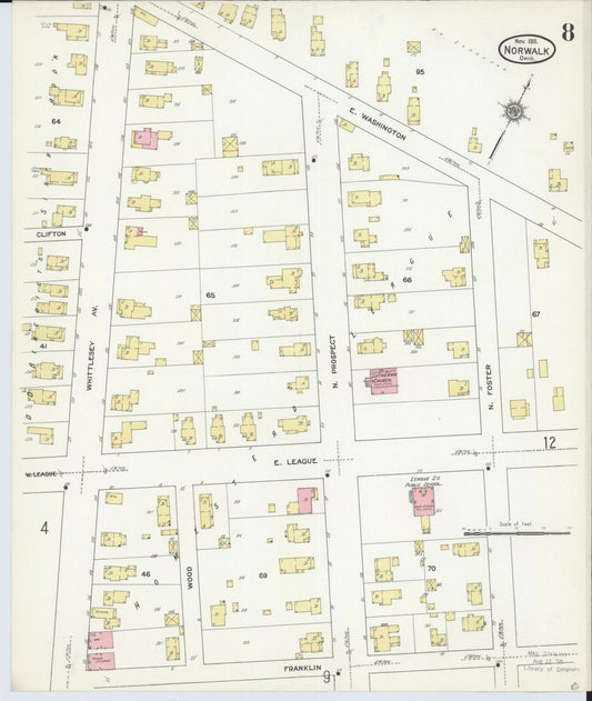 Sanborn Fire Insurance Map from Norwalk, Huron County, Ohio (1911), Sheet #0008 - Historic Sanborn Fire Insurance Map Print, vintage old map wall art, antique decor, genealogy gift, Ohio Ohio map