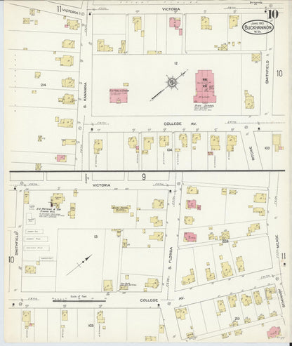 Sanborn Fire Insurance Map from Buckhannon, Upshur County, West Virginia (1913), Sheet #0010 - Complete Map Set gallery image, historic Sanborn map, vintage wall art, West Virginia West Virginia