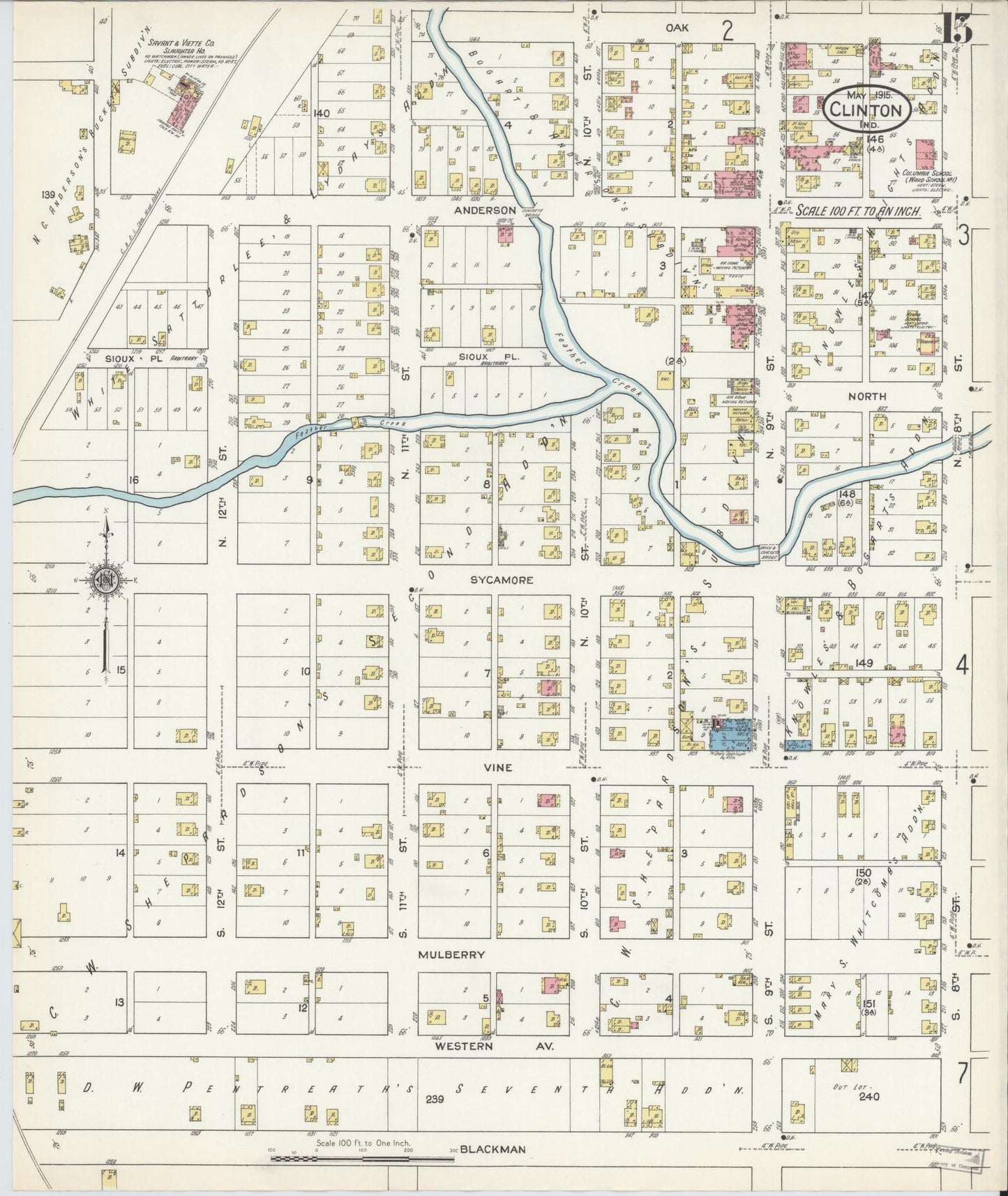 Sanborn Fire Insurance Map from Clinton, Vermillion County, Indiana (1915), Sheet #0015 - Complete Map Set gallery image, historic Sanborn map, vintage wall art, Indiana Indiana