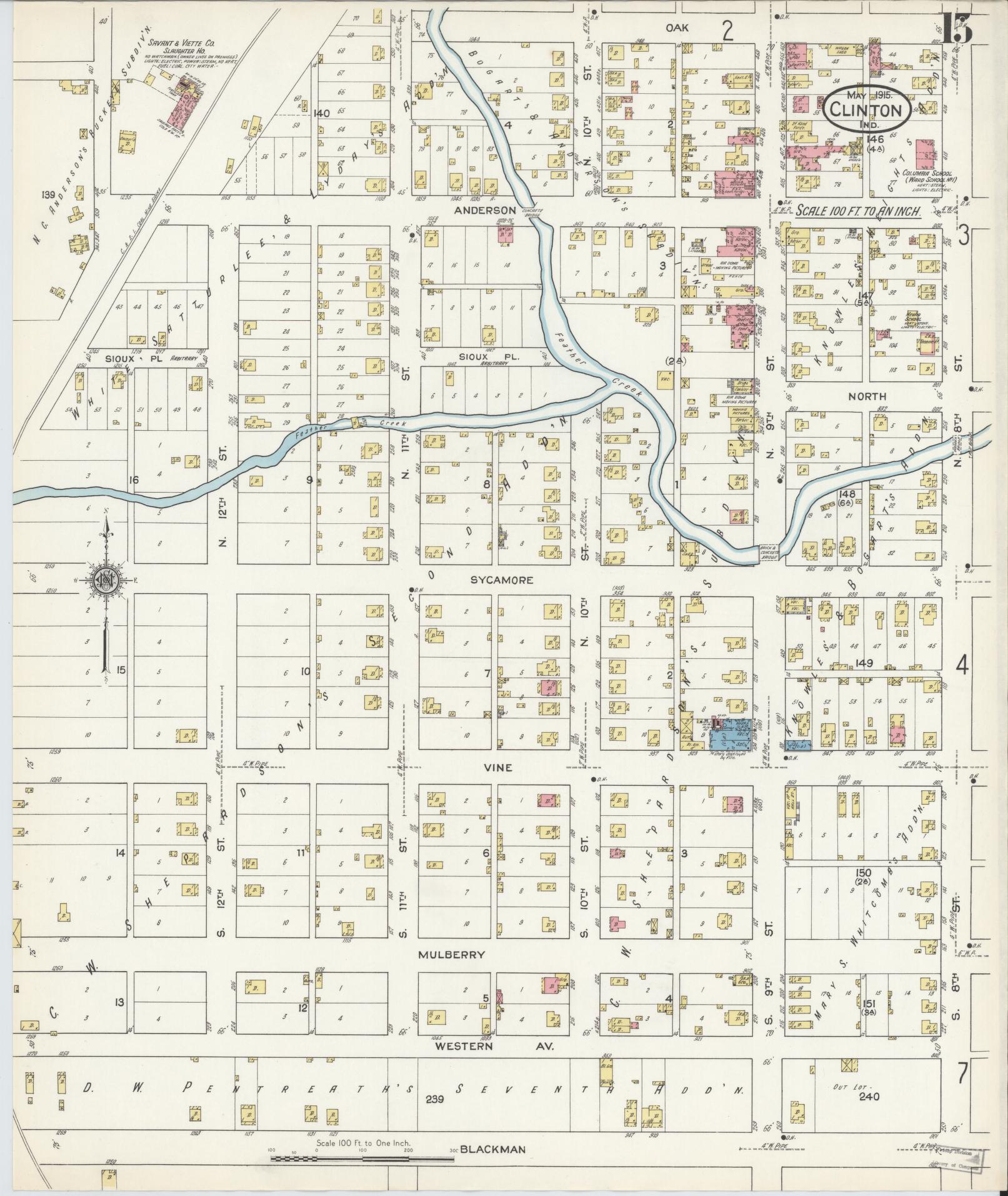 Sanborn Fire Insurance Map from Clinton, Vermillion County, Indiana (1915), Sheet #0015 - Complete Map Set gallery image, historic Sanborn map, vintage wall art, Indiana Indiana