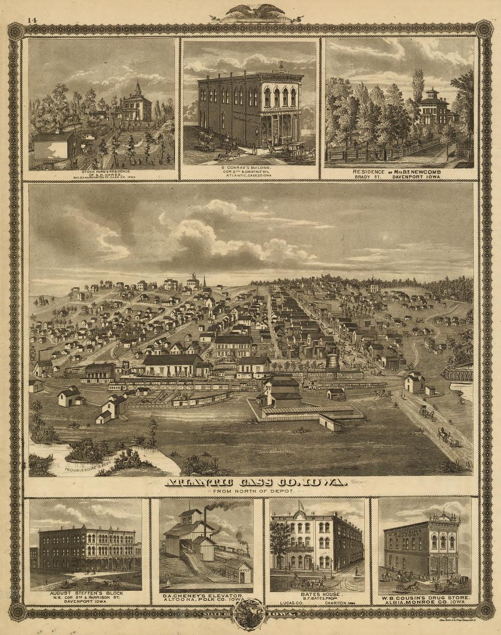 A. T. Andreas' illustrated historical atlas of the State of Iowa. (1875) – Historic Bird’s-Eye View Panorama Print