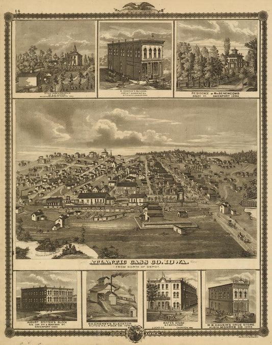 A. T. Andreas' illustrated historical atlas of the State of Iowa. (1875) – Historic Bird’s-Eye View Panorama Print