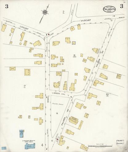 Sanborn Fire Insurance Map from Falmouth, Barnstable County, Massachusetts (1923), Sheet #0003 - Historic Sanborn Fire Insurance Map Print, vintage old map wall art, antique decor, genealogy gift, Massachusetts Massachusetts map