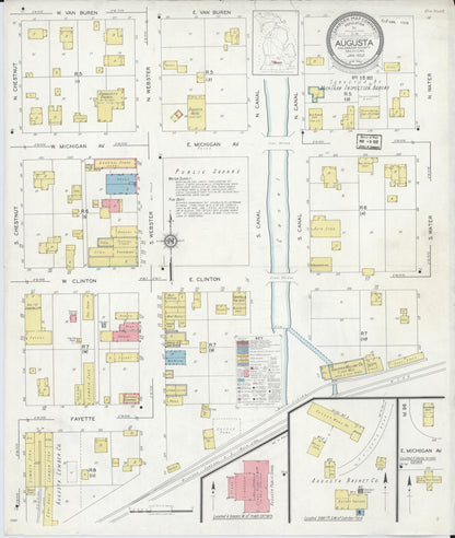 Sanborn Fire Insurance Map from Augusta, Kalamazoo County, Michigan (1932), Sheet #0001 - Historic Sanborn Fire Insurance Map Print, vintage old map wall art, antique decor, genealogy gift, Michigan Michigan map