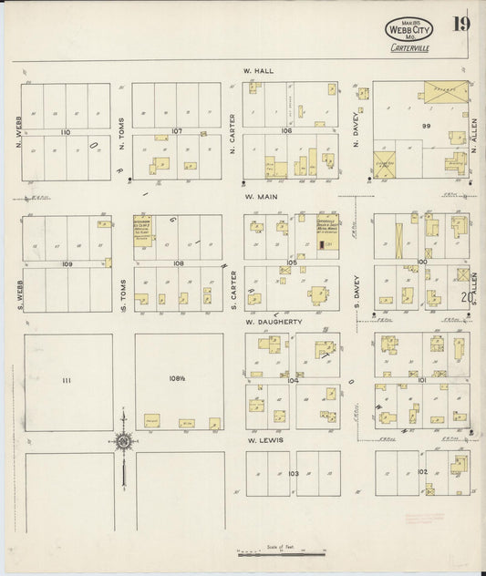 Sanborn Fire Insurance Map from Webb City, Jasper County, Missouri (1915), Sheet #0019 - Historic Sanborn Fire Insurance Map Print, vintage old map wall art, antique decor, genealogy gift, Missouri Missouri map