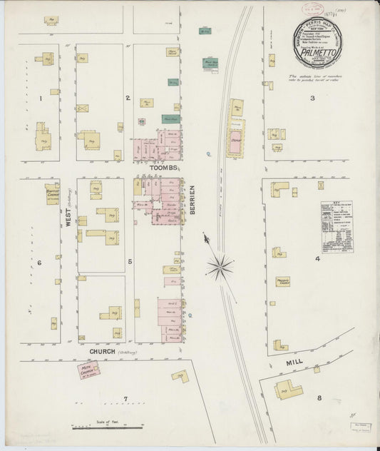 Sanborn Fire Insurance Map from Palmetto, Fulton County, Georgia. (1890) – Historic Sanborn Fire Insurance Map Print