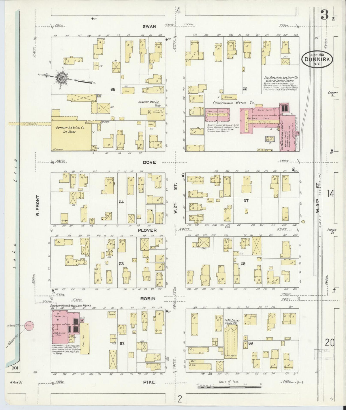 Sanborn Fire Insurance Map from Dunkirk, Chautauqua County, New York (1910), Sheet #0003 - Complete Map Set gallery image, historic Sanborn map, vintage wall art, New York New York