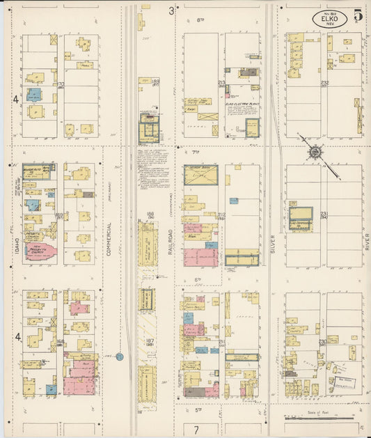 Sanborn Fire Insurance Map from Elko, Elko County, Nevada (1912), Sheet #0005 - Historic Sanborn Fire Insurance Map Print, vintage old map wall art, antique decor, genealogy gift, Nevada Nevada map