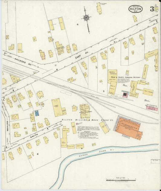 Sanborn Fire Insurance Map from Hilton, Monroe County, New York (1917), Sheet #0003 - Historic Sanborn Fire Insurance Map Print, vintage old map wall art, antique decor, genealogy gift, New York New York map