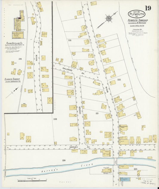 Sanborn Fire Insurance Map from Plymouth, Luzerne County, Pennsylvania (1912), Sheet #0019 - Historic Sanborn Fire Insurance Map Print, vintage old map wall art, antique decor, genealogy gift, Pennsylvania Pennsylvania map