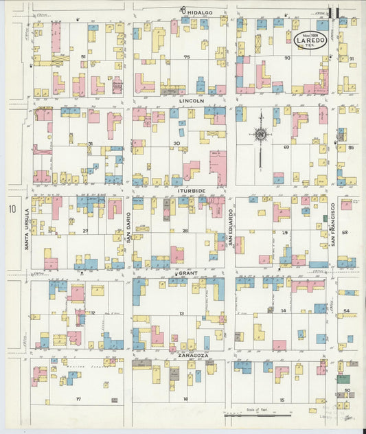 Sanborn Fire Insurance Map from Laredo, Webb County, Texas (1909), Sheet #0011 - Historic Sanborn Fire Insurance Map Print, vintage old map wall art, antique decor, genealogy gift, Texas Texas map