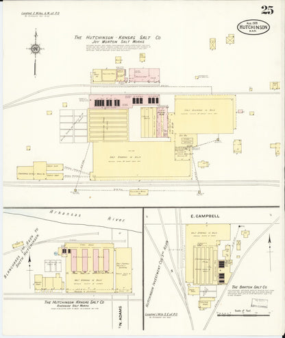 Sanborn Fire Insurance Map from Hutchinson, Reno County, Kansas (1909), Sheet #0025 - Complete Map Set gallery image, historic Sanborn map, vintage wall art, Kansas Kansas