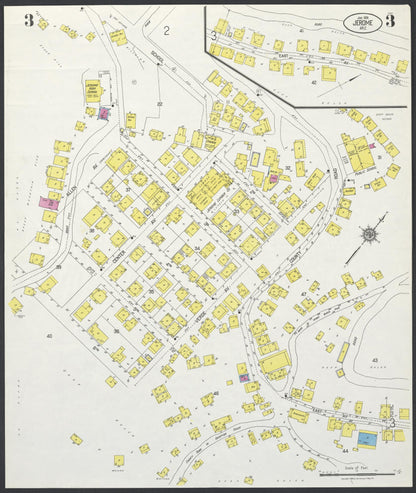 Sanborn Fire Insurance Map from Jerome, Yavapai County, Arizona (1924), Sheet #0003 - Complete Map Set gallery image, historic Sanborn map, vintage wall art, Arizona Arizona