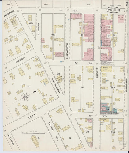 Sanborn Fire Insurance Map from Pekin, Tazewell County, Illinois (1885), Sheet #0007 - Complete Map Set gallery image, historic Sanborn map, vintage wall art, Illinois Illinois