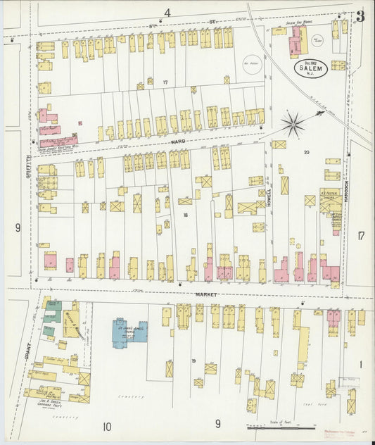 Sanborn Fire Insurance Map from Salem, Salem County, New Jersey (1902), Sheet #0003 - Historic Sanborn Fire Insurance Map Print, vintage old map wall art, antique decor, genealogy gift, New Jersey New Jersey map