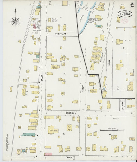 Sanborn Fire Insurance Map from Eldred, McKean County, Pennsylvania (1894), Sheet #0002 - Historic Sanborn Fire Insurance Map Print, vintage old map wall art, antique decor, genealogy gift, Pennsylvania Pennsylvania map