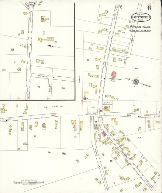 Sanborn Fire Insurance Map from East Pepperell, Middlesex County, Massachusetts (1922), Sheet #0006 - Historic Sanborn Fire Insurance Map Print, vintage old map wall art, antique decor, genealogy gift, Massachusetts Massachusetts map