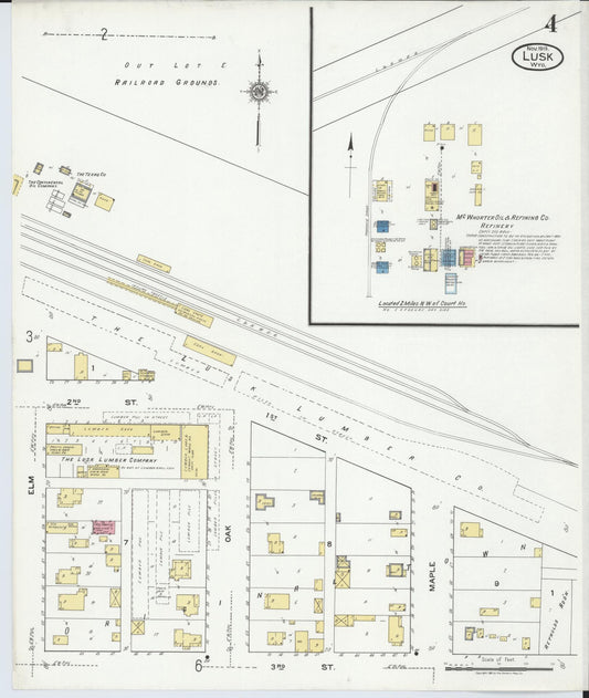 Sanborn Fire Insurance Map from Lusk, Niobrara County, Wyoming (1919), Sheet #0004 - Historic Sanborn Fire Insurance Map Print, vintage old map wall art, antique decor, genealogy gift, Wyoming Wyoming map