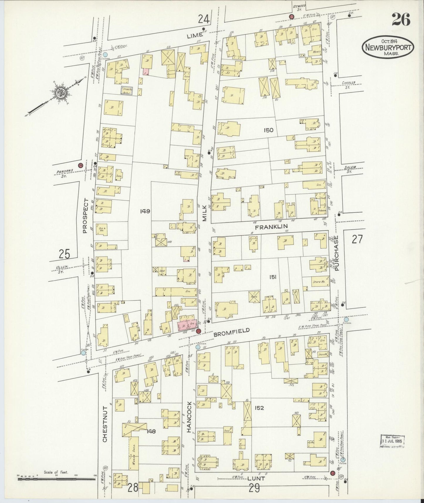 Sanborn Fire Insurance Map from Newburyport, Essex County, Massachusetts (1914), Sheet #0026 - Complete Map Set gallery image, historic Sanborn map, vintage wall art, Massachusetts Massachusetts