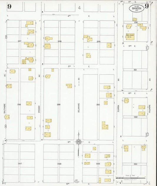 Sanborn Fire Insurance Map from Bandon, Coos County, Oregon (1925), Sheet #0009 - Historic Sanborn Fire Insurance Map Print, vintage old map wall art, antique decor, genealogy gift, Oregon Oregon map
