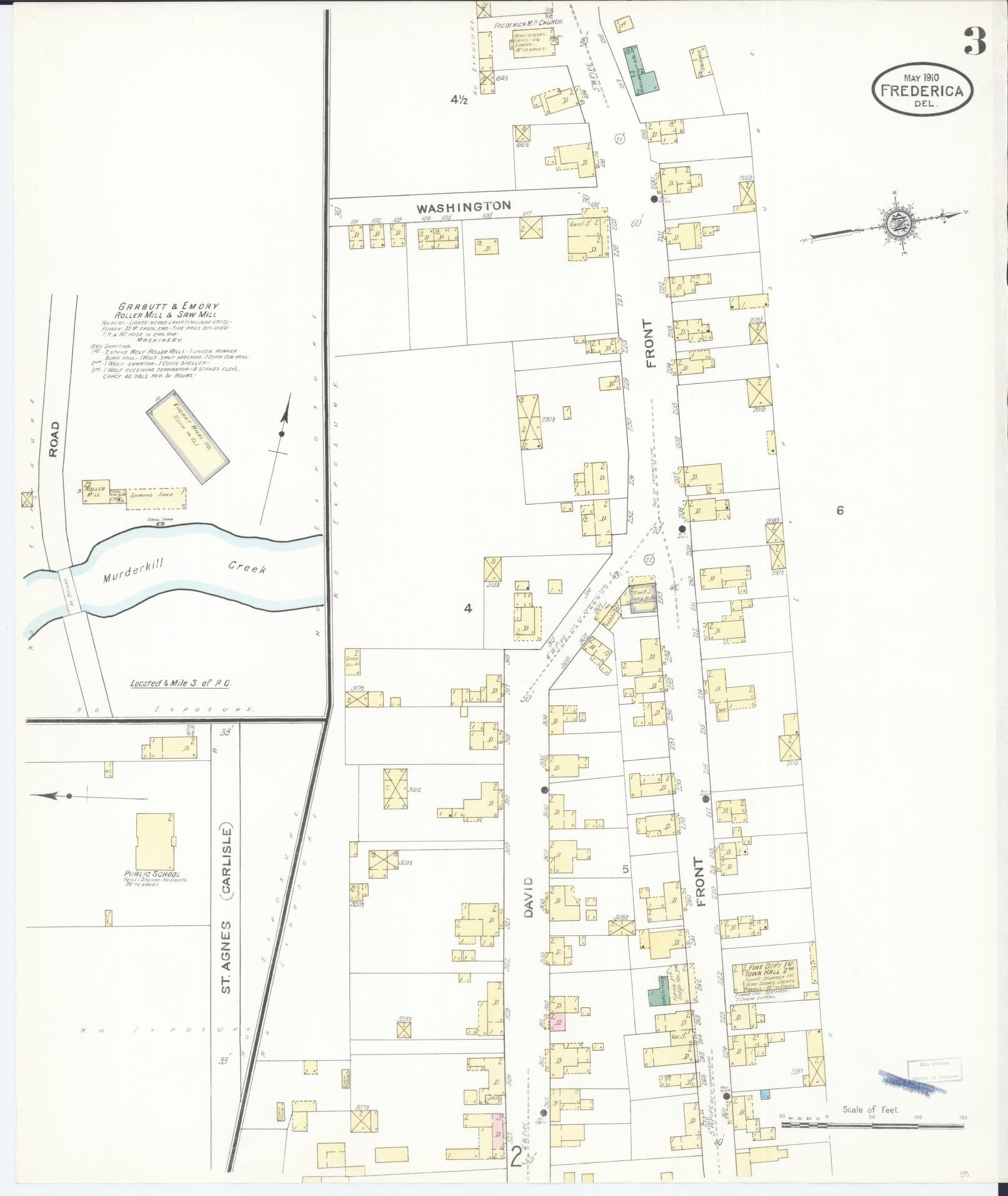 Sanborn Fire Insurance Map from Frederica, Kent County, Delaware (1910), Sheet #0003 - Complete Map Set gallery image, historic Sanborn map, vintage wall art, Delaware Delaware