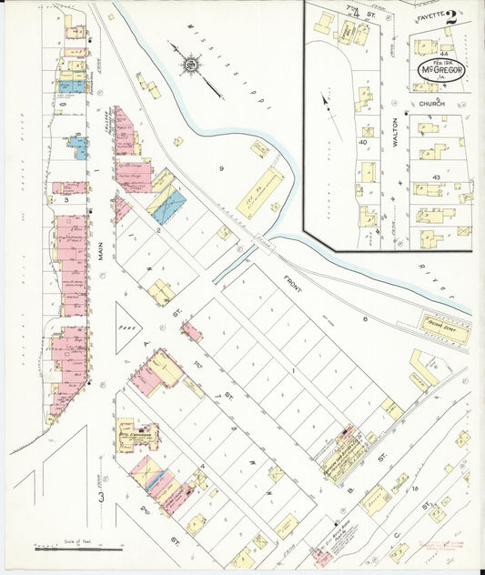 Sanborn Fire Insurance Map from McGregor, Clayton County, Iowa (1914), Sheet #0002 - Historic Sanborn Fire Insurance Map Print, vintage old map wall art