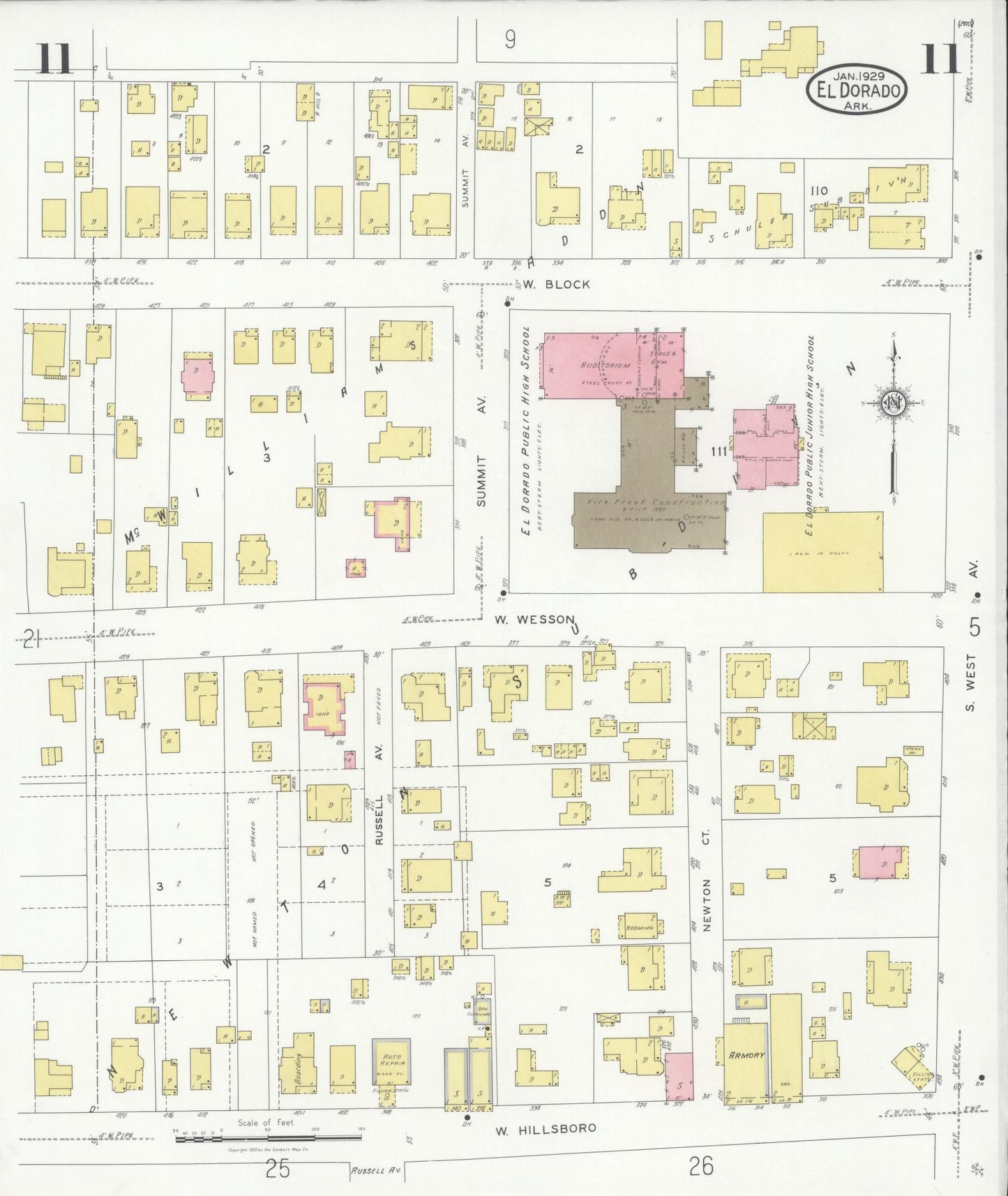 Sanborn Fire Insurance Map from El Dorado, Union County, Arkansas (1929), Sheet #0011 - Complete Map Set gallery image, historic Sanborn map, vintage wall art, Arkansas Arkansas