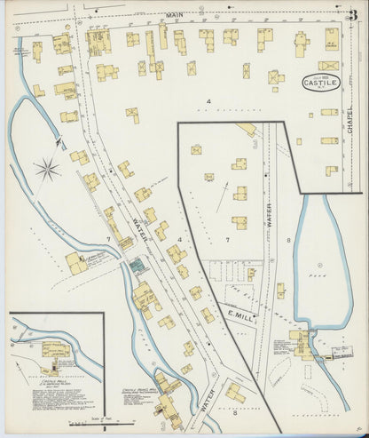 Sanborn Fire Insurance Map from Castile, Wyoming County, New York (1893), Sheet #0003 - Complete Map Set gallery image, historic Sanborn map, vintage wall art, Castile Wyoming