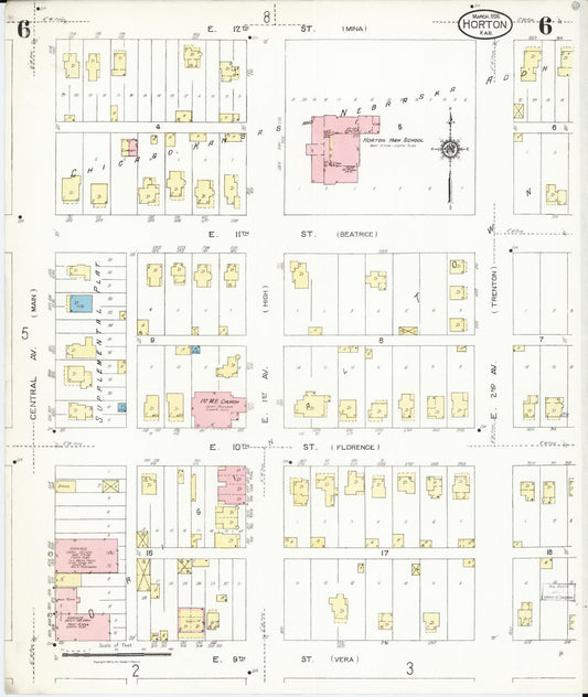 Sanborn Fire Insurance Map from Horton, Brown County, Kansas (1924), Sheet #0006 - Historic Sanborn Fire Insurance Map Print, vintage old map wall art, antique decor, genealogy gift, Kansas Kansas map