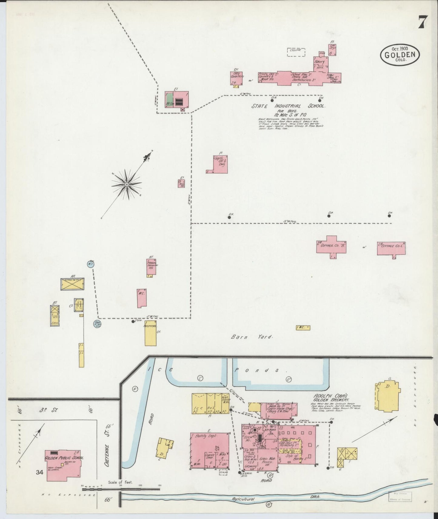 Sanborn Fire Insurance Map from Golden, Jefferson County, Colorado (1900), Sheet #0007 - Complete Map Set gallery image, historic Sanborn map, vintage wall art, Colorado Colorado