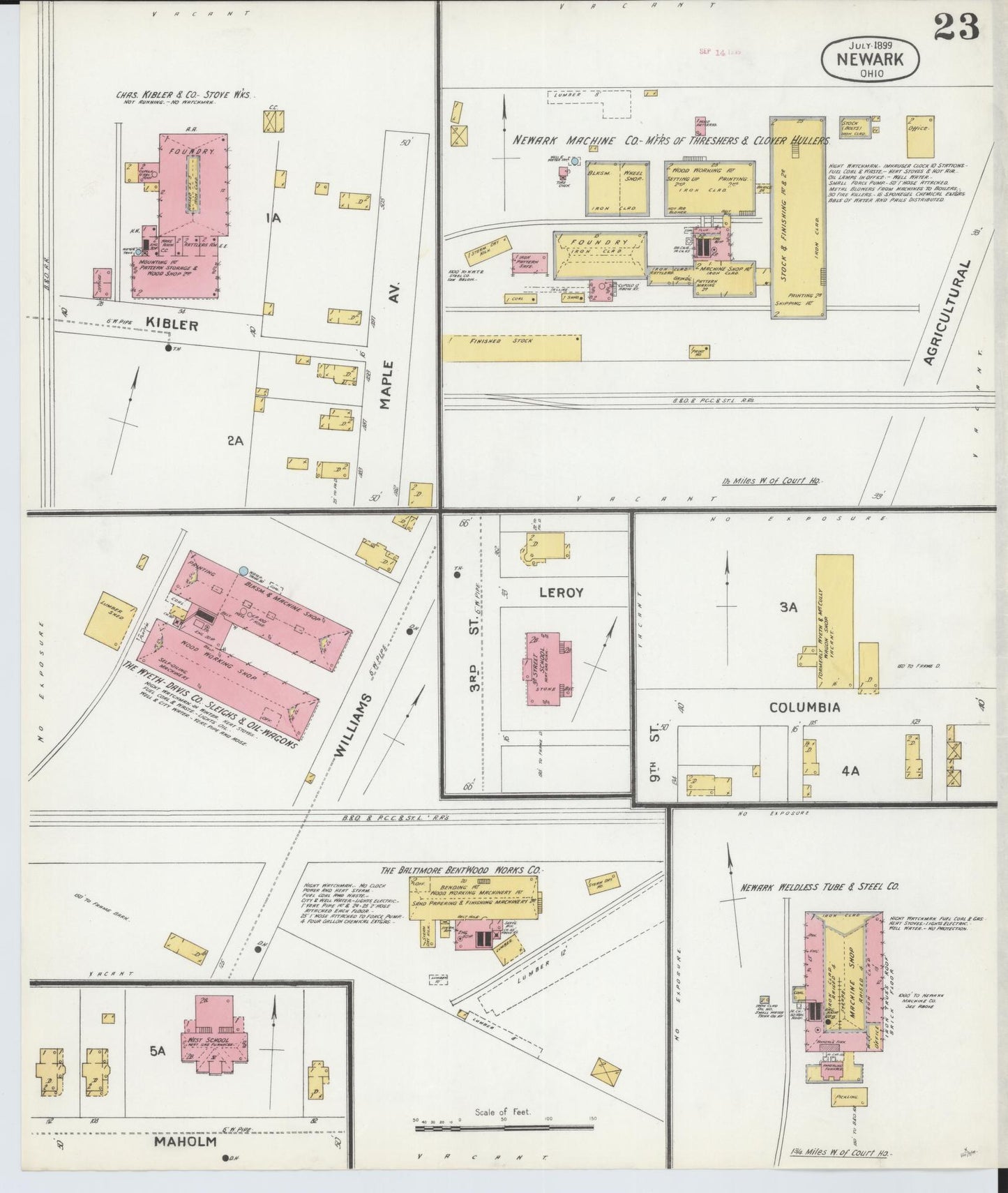 Sanborn Fire Insurance Map from Newark, Licking County, Ohio (1899), Sheet #0023 - Complete Map Set gallery image, historic Sanborn map, vintage wall art, Ohio Ohio