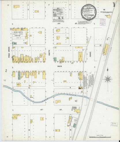 Sanborn Fire Insurance Map from Jefferson, Grant County, Oklahoma (1901), Sheet #0001 - Complete Map Set gallery image, historic Sanborn map, vintage wall art, Oklahoma Oklahoma