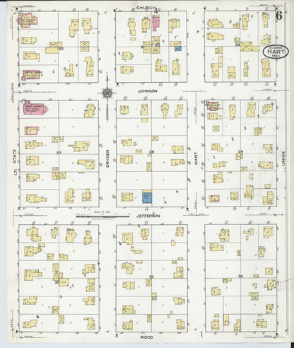 Sanborn Fire Insurance Map from Hart, Oceana County, Michigan (1920), Sheet #0006 - Complete Map Set gallery image, historic Sanborn map, vintage wall art, Michigan Michigan