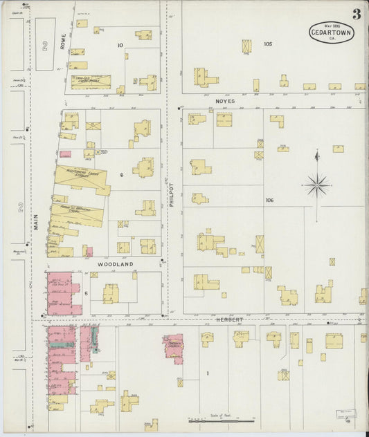 Sanborn Fire Insurance Map from Cedartown, Polk County, Georgia (1895), Sheet #0003 - Historic Sanborn Fire Insurance Map Print, vintage old map wall art, antique decor, genealogy gift, Georgia Georgia map