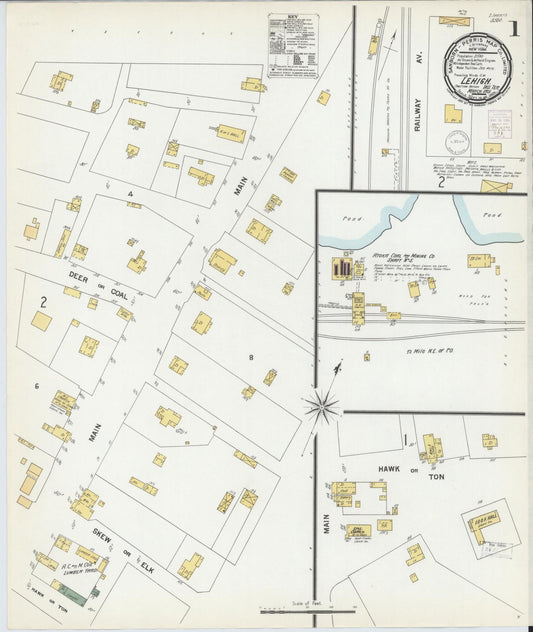 Sanborn Fire Insurance Map from Lehigh, Coal County, Oklahoma. (1901) – Historic Sanborn Fire Insurance Map Print