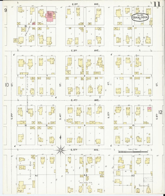 Sanborn Fire Insurance Map from Oskaloosa, Mahaska County, Iowa (1896), Sheet #0011 - Historic Sanborn Fire Insurance Map Print, vintage old map wall art