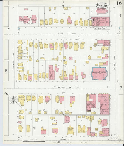 Sanborn Fire Insurance Map from Marietta, Washington County, Ohio (1900), Sheet #0016 - Historic Sanborn Fire Insurance Map Print, vintage old map wall art, antique decor, genealogy gift, Ohio Ohio map
