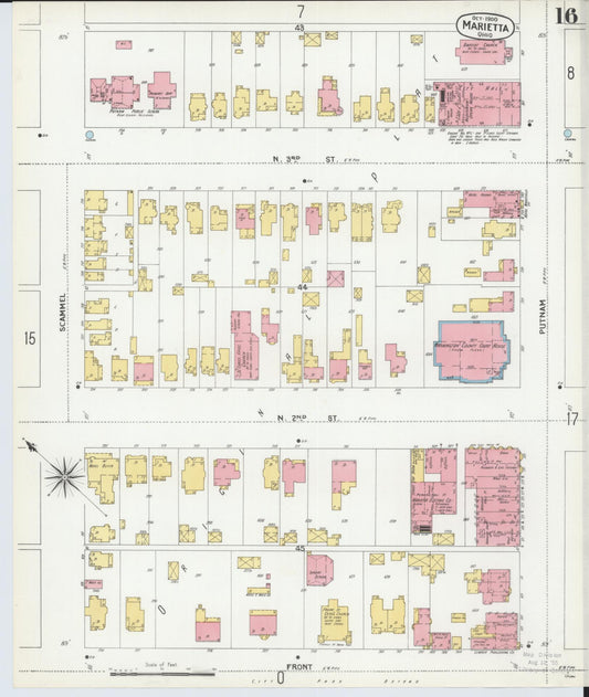 Sanborn Fire Insurance Map from Marietta, Washington County, Ohio (1900), Sheet #0016 - Historic Sanborn Fire Insurance Map Print, vintage old map wall art, antique decor, genealogy gift, Ohio Ohio map